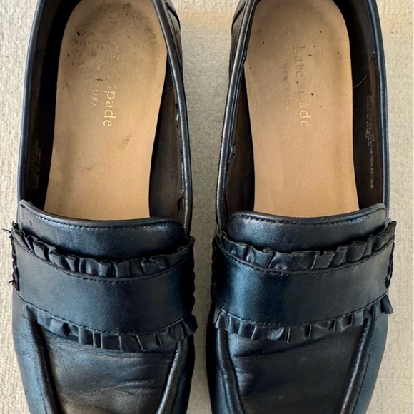 KATE SPADE Womens Black Leather Chunky Ruffle Loafers, Size 8 - Picture 9 of 9